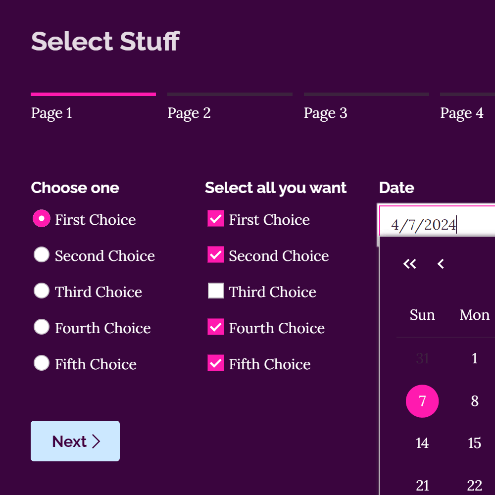 A detail view of a Cognito form with custom colors and typefaces.